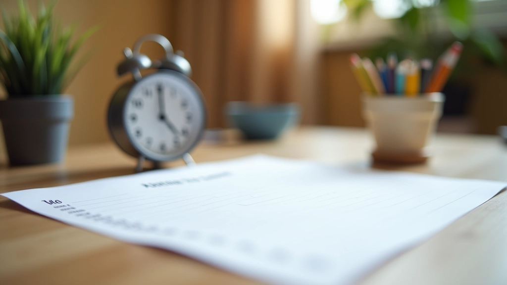 Stopwatch en planning document op houten oppervlak, georganiseerde werkplek